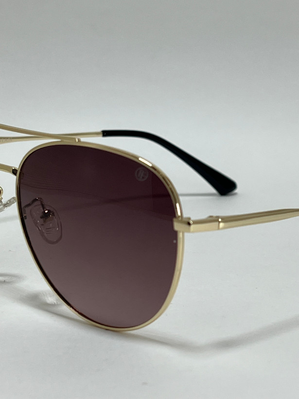 نمای نزدیک از فریم فلزی طلایی عینک آفتابی مردانه فیلیپ فابین