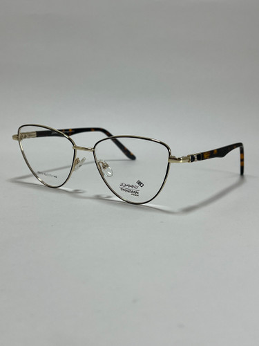 عینک طبی زنانه فلزی جانی فریمن Johnny Freeman Eco فریم گرد مشکی طلایی اکو