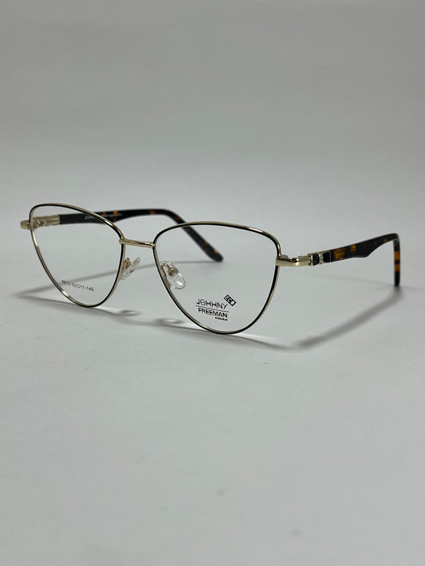 عینک طبی زنانه فلزی جانی فریمن Johnny Freeman Eco فریم گرد مشکی طلایی اکو