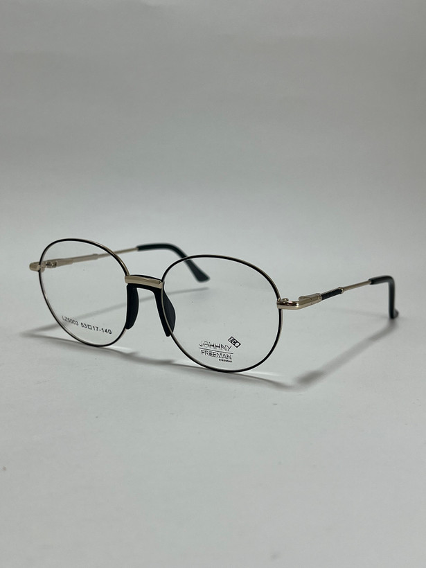 عینک طبی فلزی جانی فریمن Johnny Freeman Eco فریم گرد مشکی نقره ای اکو